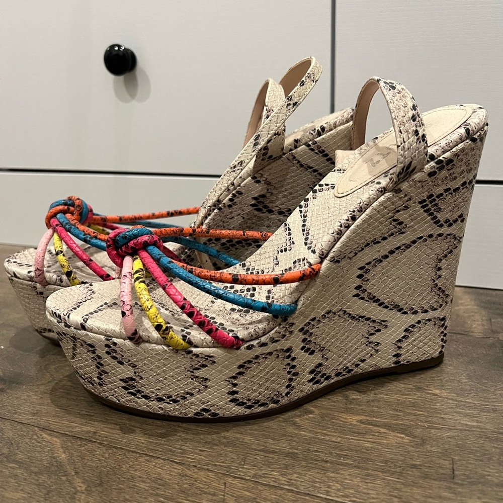 Schutz Snakeskin Wedges